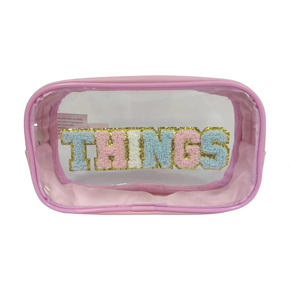 Pink & Clear Preppy THINGS Cosmetic Bag